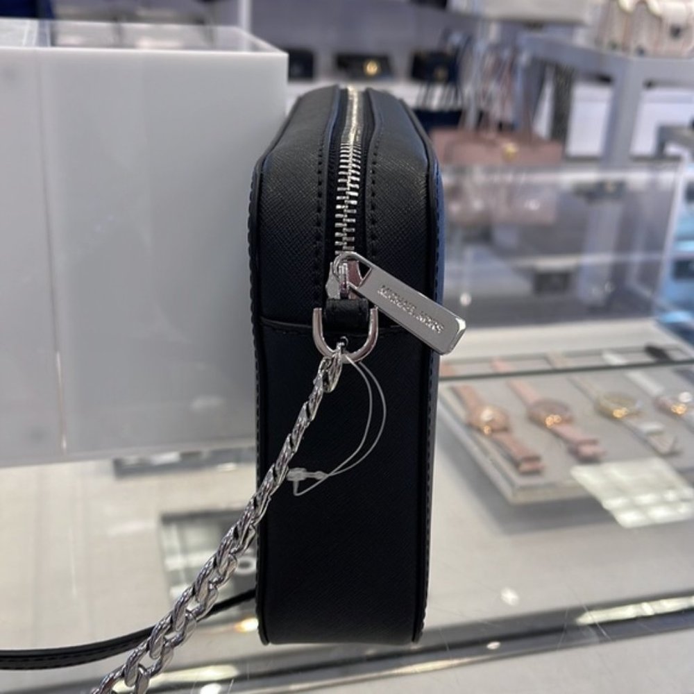 Michael Kors Jet Set Item Large East West Zip Crossbody Leather Black - Picture 9 of 16